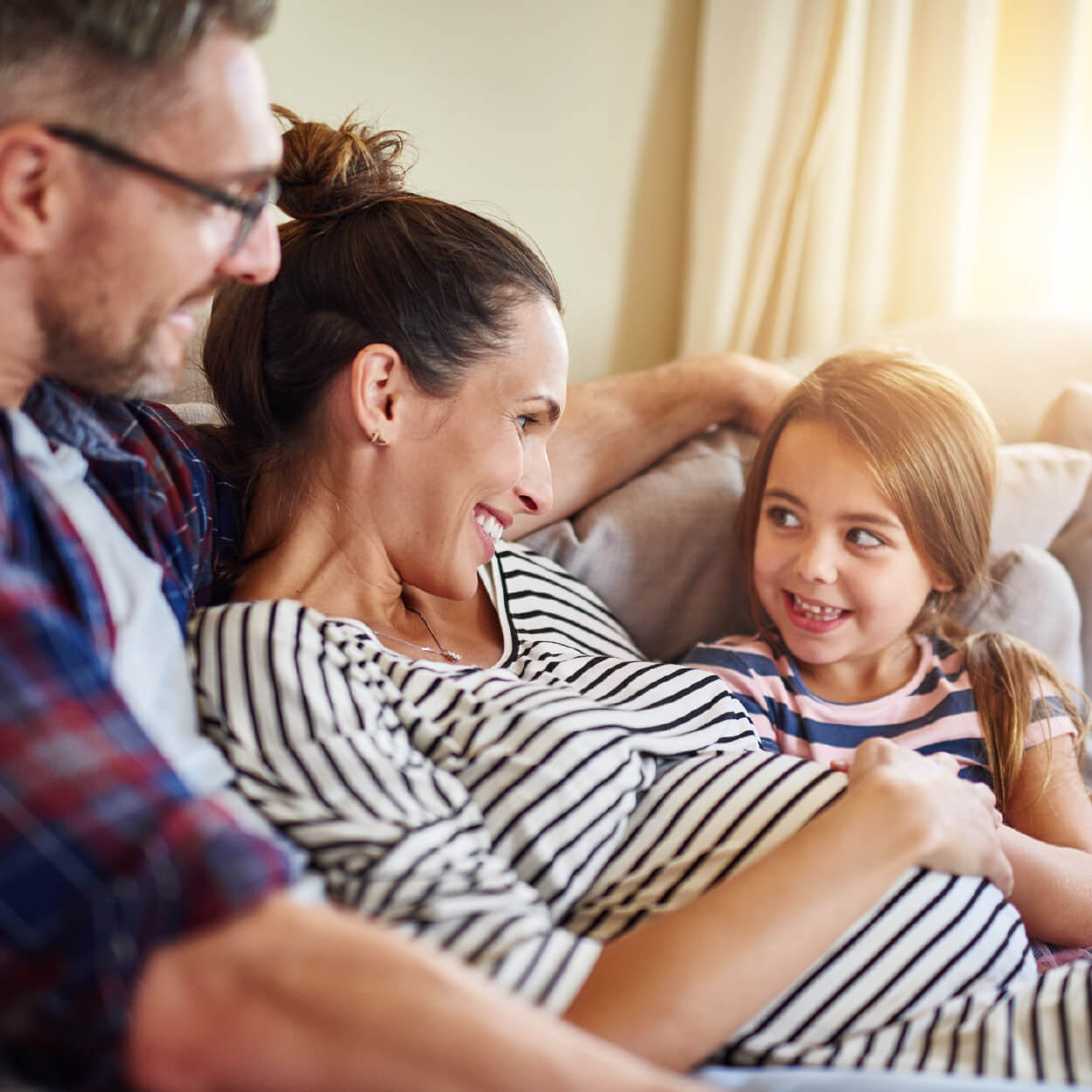 Happy family pregnant mother