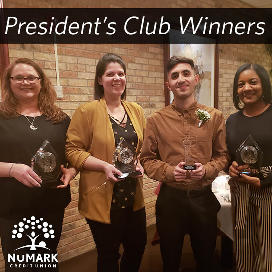NuMark Credit Union 2020 Presidents Club and Rookie of the Year Winners