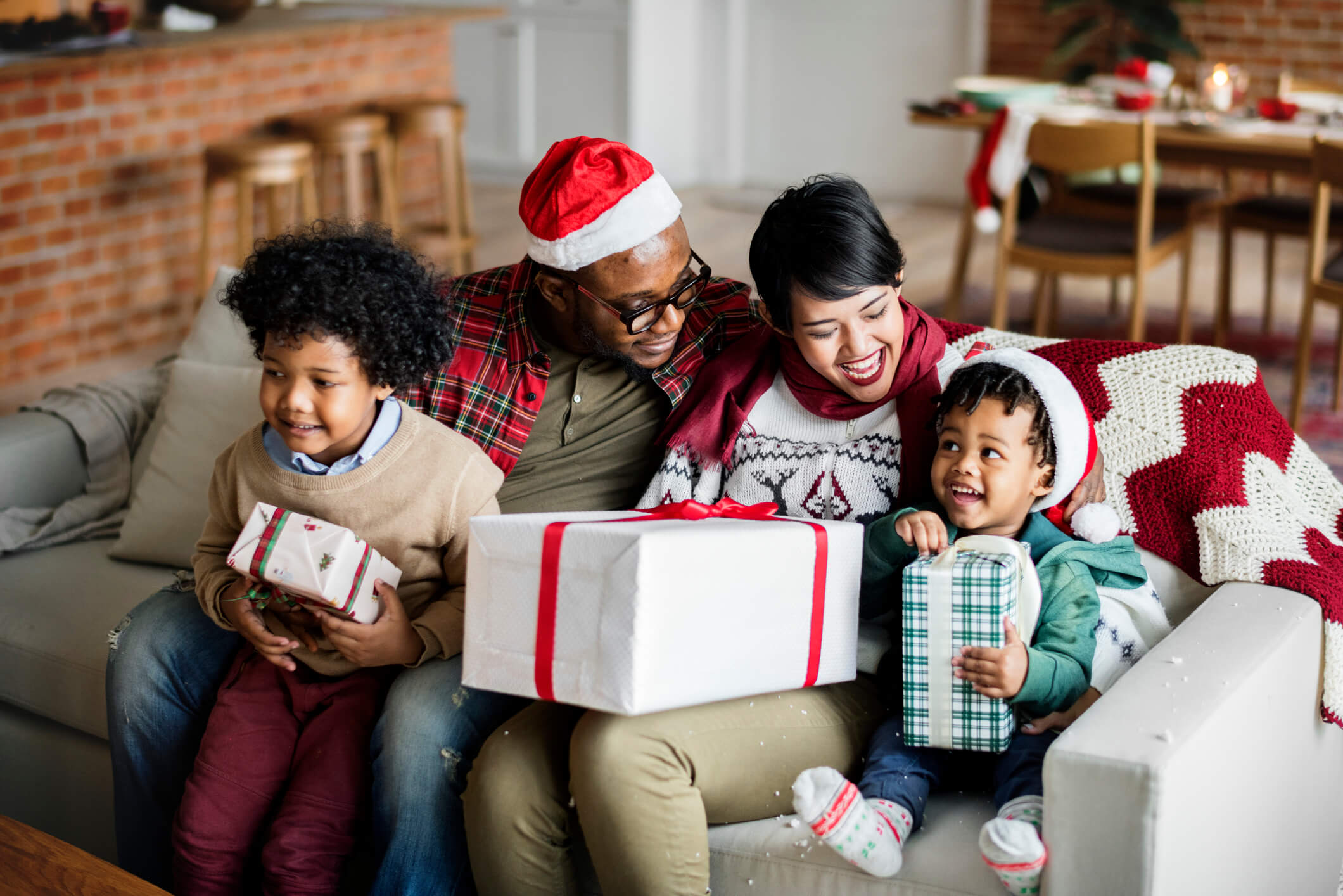 A family enjoying Christmas holiday